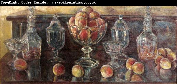 Childe Hassam Still Life with Peaches and Old Glass