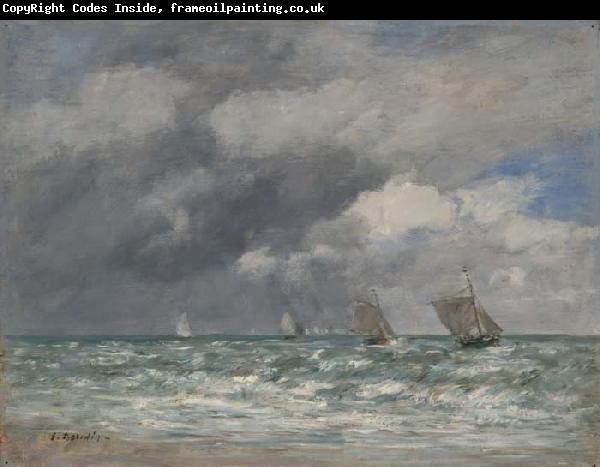 Eugene Louis Boudin Voiliers devant Trouville