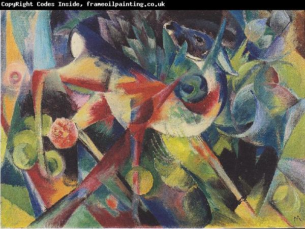 Franz Marc Deer in flower garden