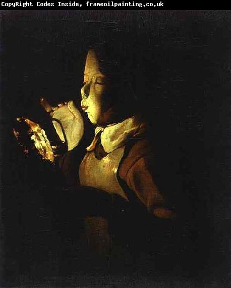 Georges de La Tour Boy Blowing at Lamp