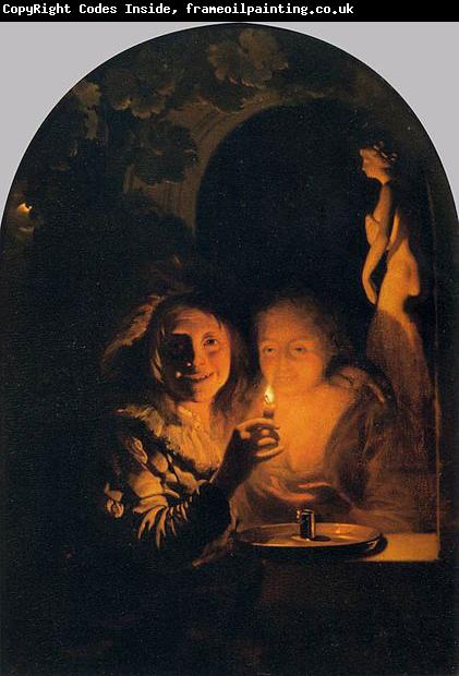 Godfried Schalcken Lovers Lit by a Candle