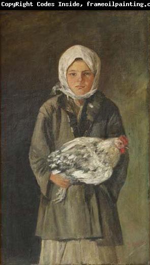 Ion Andreescu Girl holding a chicken