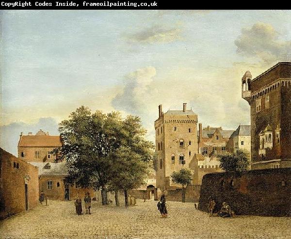 Jan van der Heyden View of a Small Town Square