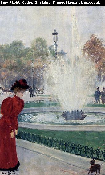 Jean Beraud Parisienne Au Rond-Point Des Champs Elysees