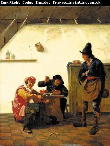 Johannes Natus Peasants smoking and making music in an inn