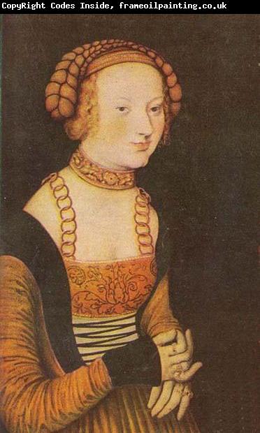 Lucas Cranach The Princesses Sibylla, Emilia and Sidonia of Saxony (Detail of portrait of Sidonia