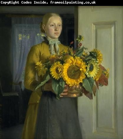 Michael Ancher Pigen med solsikkerne