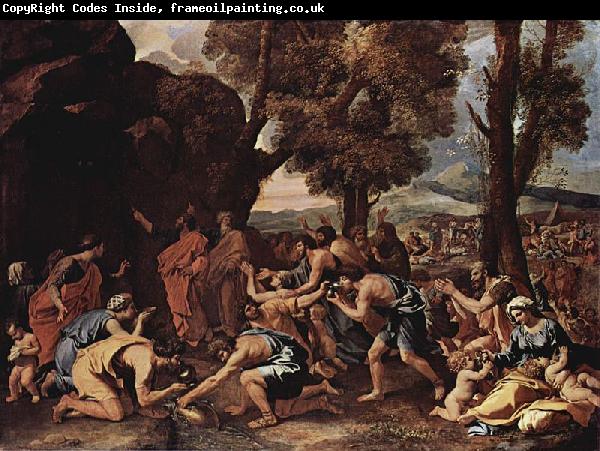 Nicolas Poussin Moses schlagt Wasser aus dem Felsen