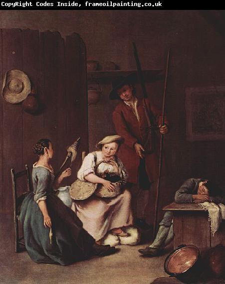 Pietro Longhi Der Jager und die Bauerinnen