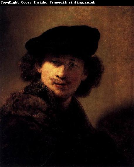 Rembrandt Peale Self portrait with Velvet Beret and Furred Mantel