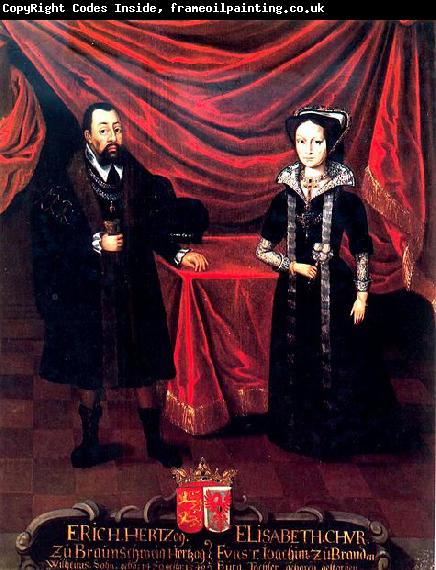 unknow artist Eric I, Duke of Brunswick-Luneburg, with his second wife, Elizabeth of Brandenburg, around 1530