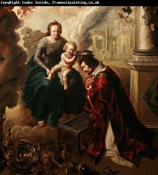 unknow artist Saint Lawrence crowned by Baby Jesus, Claude de Jongh