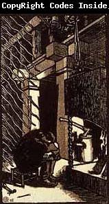 Akseli Gallen-Kallela Inspiration. Woodblock print