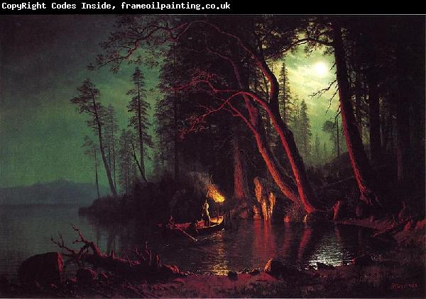 Albert Bierstadt Lake Tahoe, Spearing Fish by Torchlight