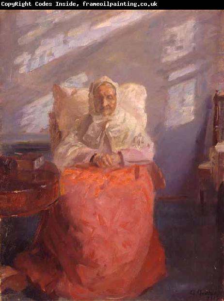 Anna Ancher Mrs Ane Brndum in the blue room