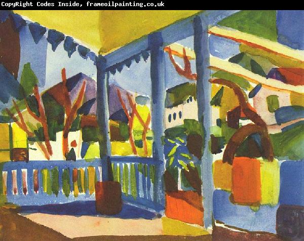 August Macke Terrasse des Landhauses in St. Germain