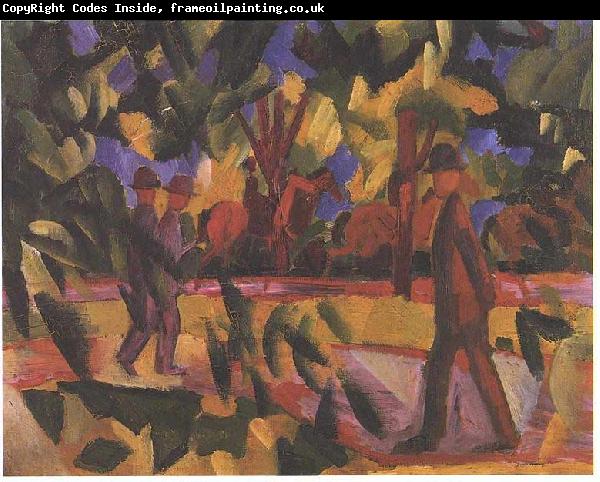 August Macke Riders and walkers at a parkway