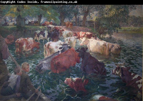 Emile Claus Cows crossing the Lys River