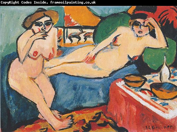 Ernst Ludwig Kirchner Zwei Akte auf blauem Sofa