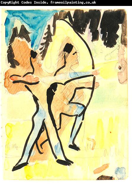 Ernst Ludwig Kirchner Archer at Wildboden- Watercolour und ink over pencil