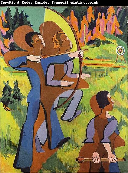 Ernst Ludwig Kirchner Archers - Oil on Carvan - 195 - 150 cm - Kirchner Museum Davos