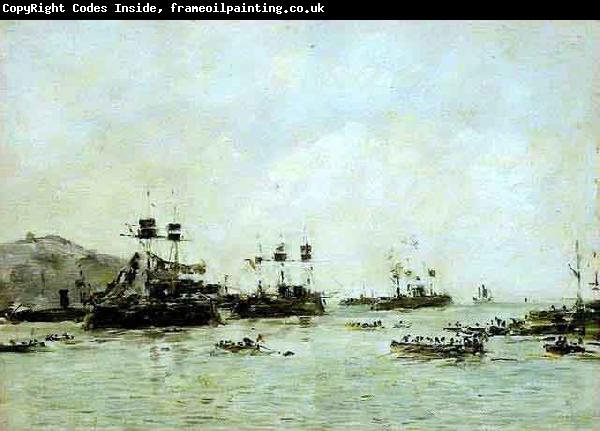 Eugene Boudin Villefranche Navios de guerra