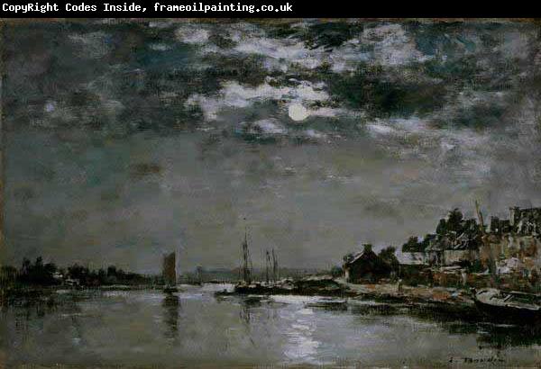 Eugene Boudin Moonlit Village Scene