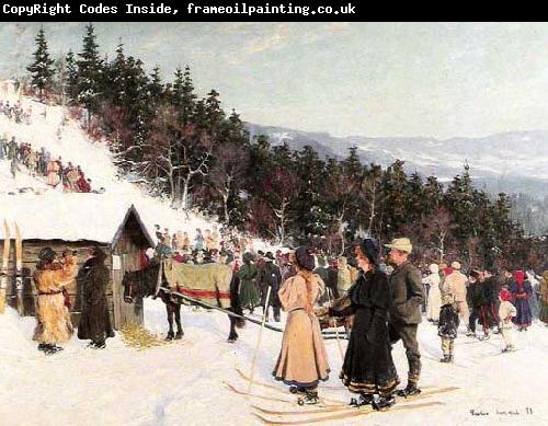 Gustav Wentzel Painting Skirenn i Fjelkenbakken