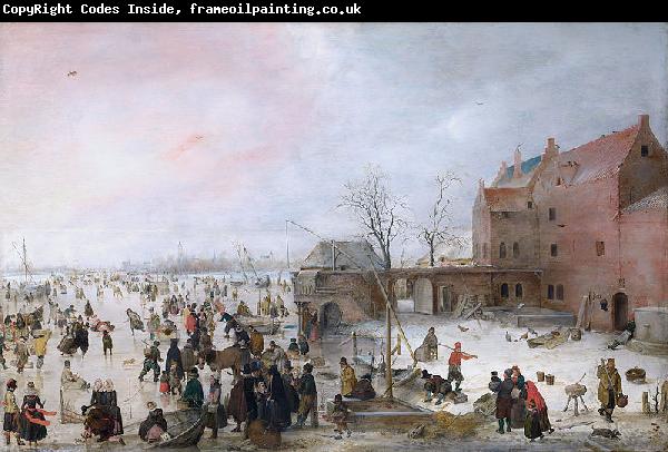 Hendrick Avercamp A Scene on the Ice near a Brewery