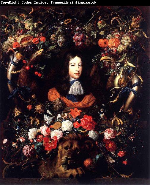 Jan Davidsz. de Heem Garland of Flowers and Fruit with the Portrait of Prince William III of Orange