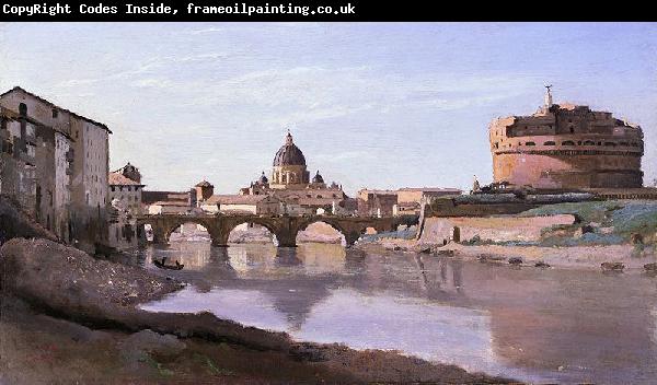 Jean-Baptiste-Camille Corot The Bridge and Castel Sant'Angelo with the Cuploa of St. Peter's