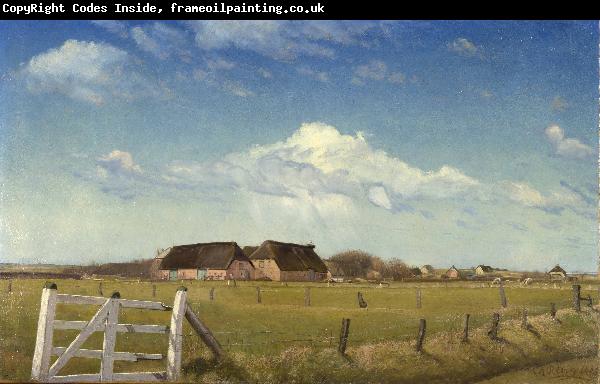 Laurits Andersen Ring Fenced in Pastures by a Farm with a Storks Nest on the Roof