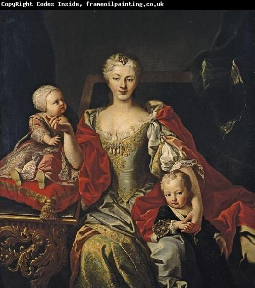 Martin van Meytens Portrait of Polyxena Christina of Hesse-Rotenburg with her two oldest children, the future Victor Amadeus III and Princess Eleonora