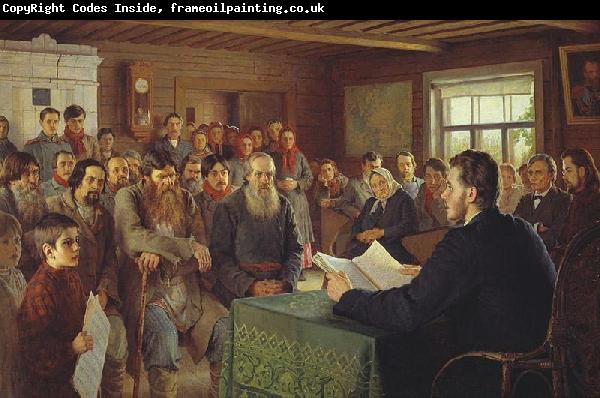 Nikolai Petrovitch Bogdanov-Belsky Sunday Reading in Rural Schools