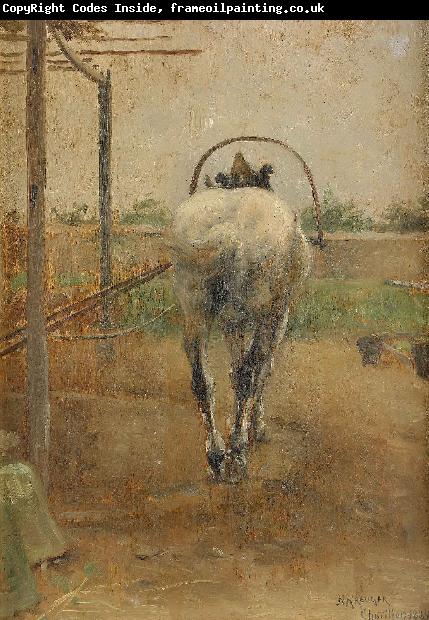 Nils Kreuger Labor  horse pulling a threshing machine