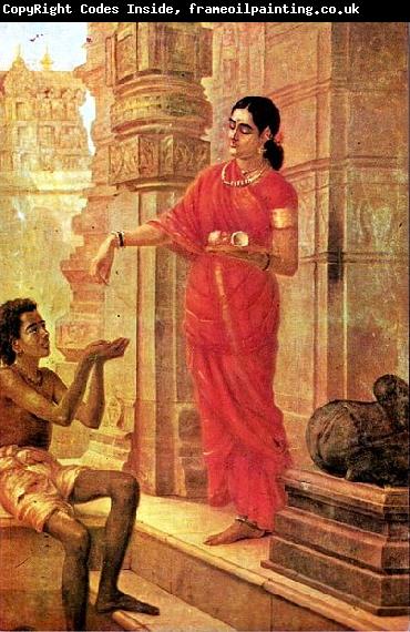 Raja Ravi Varma Lady Giving Alms