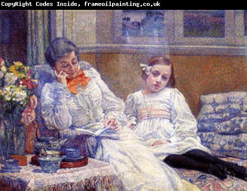 Theo Van Rysselberghe Portrait of Madame van Rysselberghe and daughter