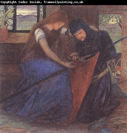 Elizabeth Siddal A Lady Affixing a Pennant to a Knight's Spear