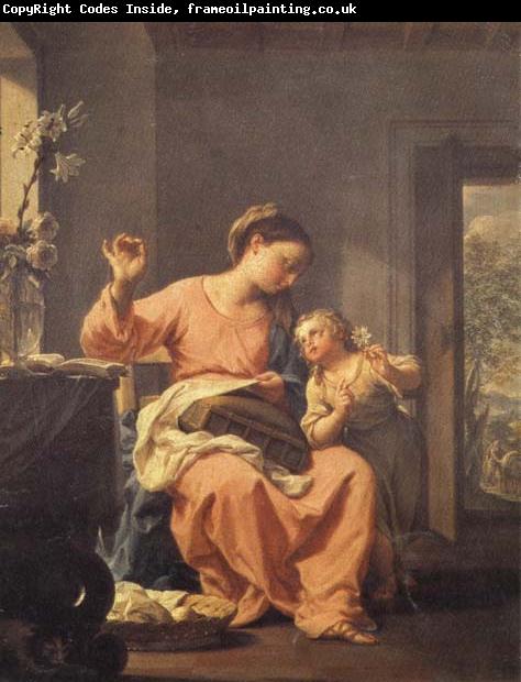 Francesco Trevisani Madonna Sewing with Child