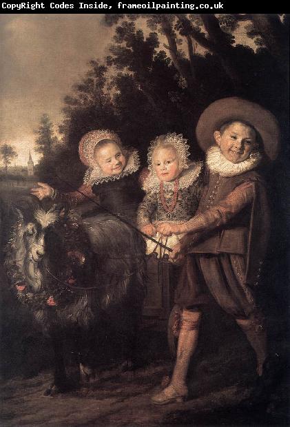 HALS, Frans Three Children with a Goat Cart