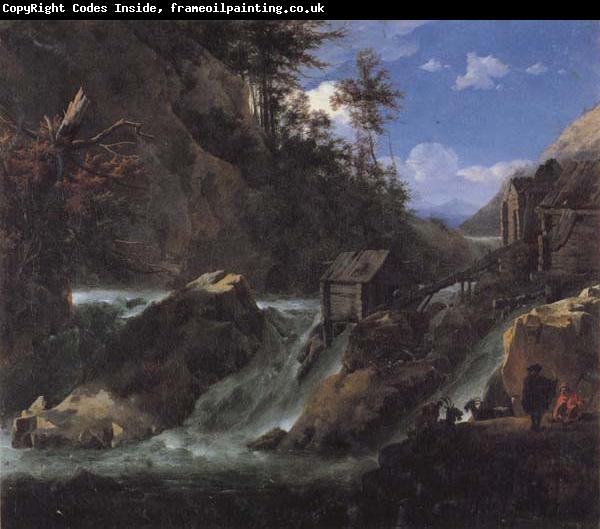 Jan Asselijn Landscape with Waterfall