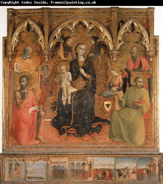 SASSETTA Madonna and Child Enthroned with Four Angels and SS.John the Baptist,Peter,Francis,and Paul