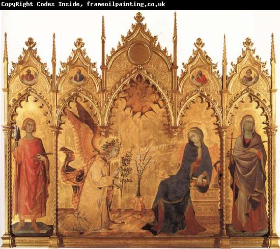 Simone Martini The Annunciation with SS.Ansanus and Margaret and Four Prophets