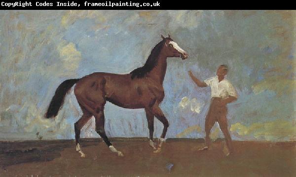 Sir Alfred Munnings,P.R.A The Racehorse 'Amberguity'  Held by Tom Slocombe