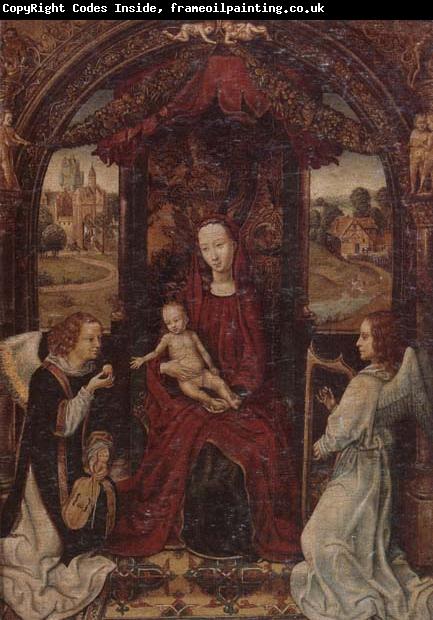 unknow artist The madonna and child enthroned,attended by angels playing musical instruments