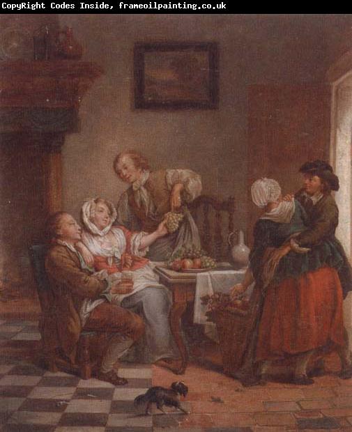 unknow artist An interior with figures drinking and eating fruit