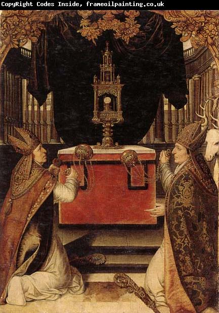 unknow artist Saints augustine and hubert burning incense at an altar