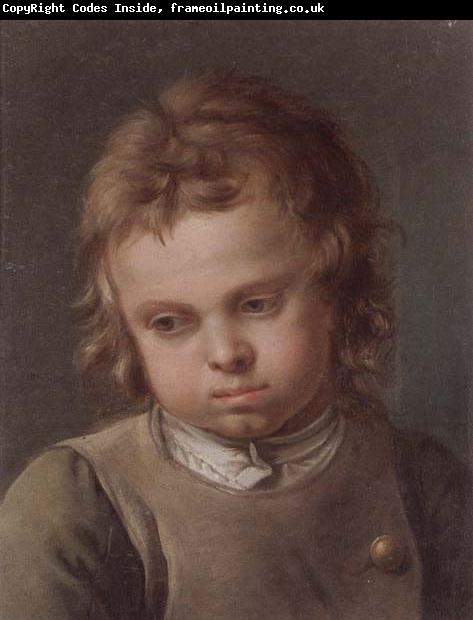unknow artist Portrait of a young boy,head and shoulders,wearing a grey smock and a green shirt