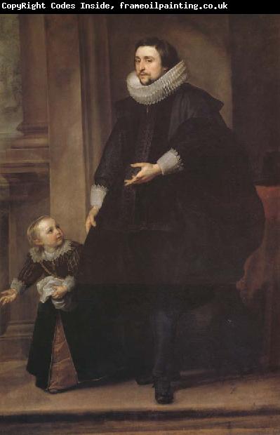 Anthony Van Dyck Portrait d'un homme de qualite et d'un enfant