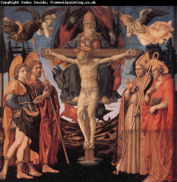 Fra Filippo Lippi The Trinity with Sts Mamas,James the Great,Zeno and Jerome,